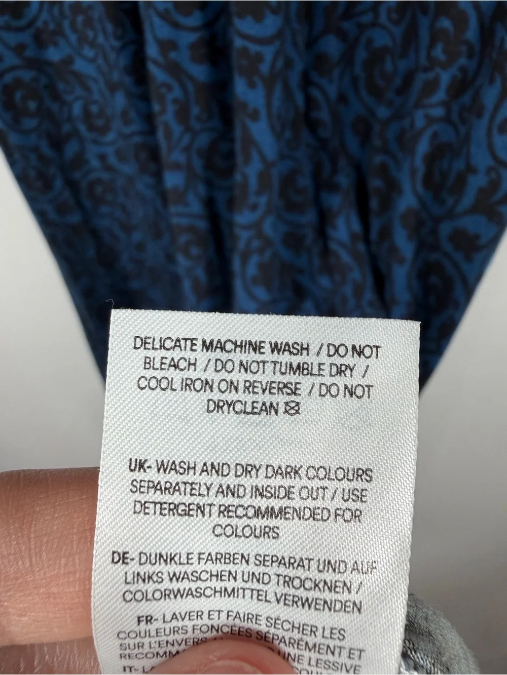 BODEN Women's Long Sleeve Midi Dress US6 Blue Floral Fit Flare Lenzing Ecovero